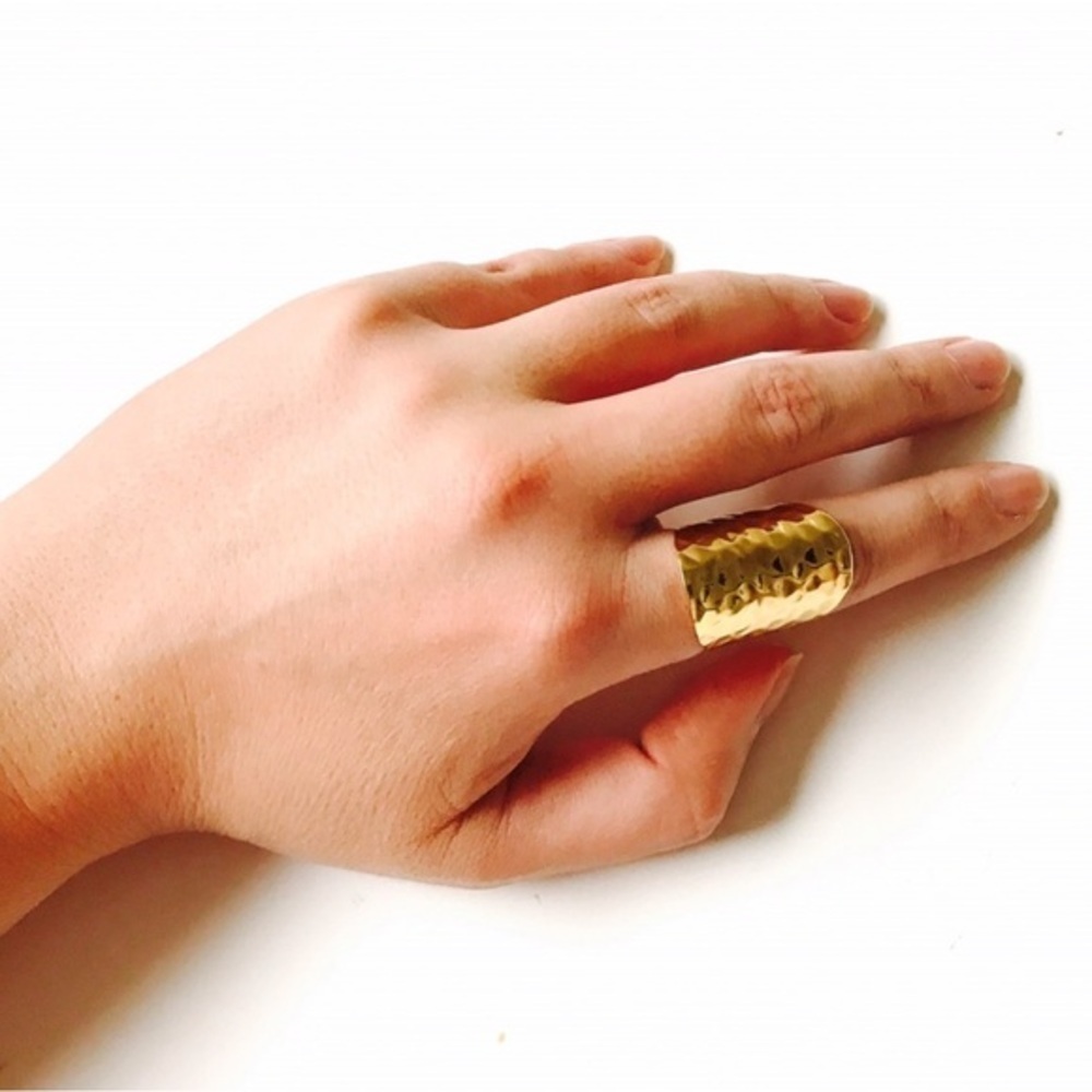 Hammered Gold Plated Statement Ring - image 2